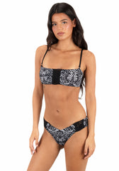 Hurley | Ikat Palm Skimpy V Front Bottom - Black / Coconut